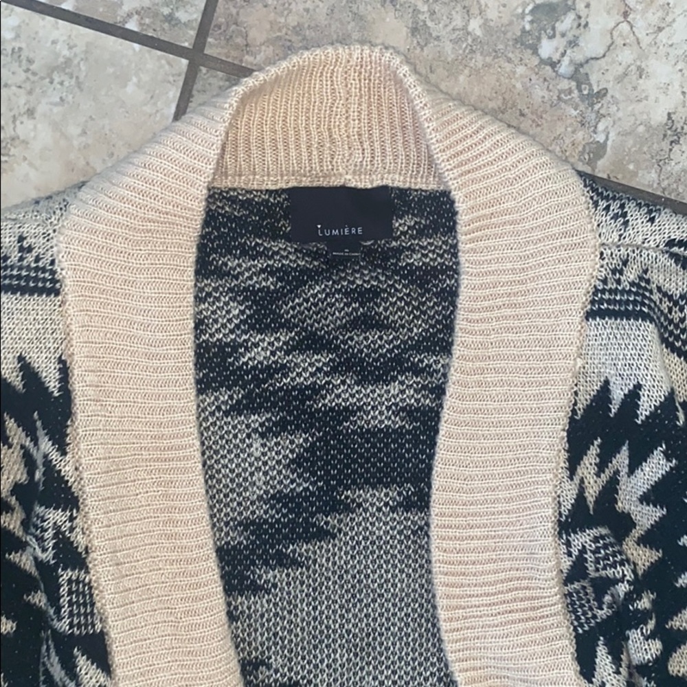 LUMIERE - LONG SLEEVE CARDIGAN - TAN & BLACK - Picture 2 of 4